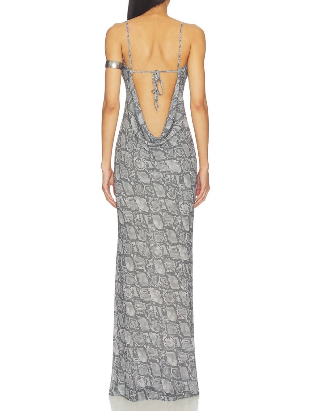 I.AM.GIA Gray Snake-Print Backless Maxi Dress